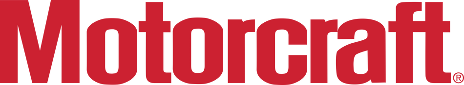 Red Motorcraft brand san serif font text logo.