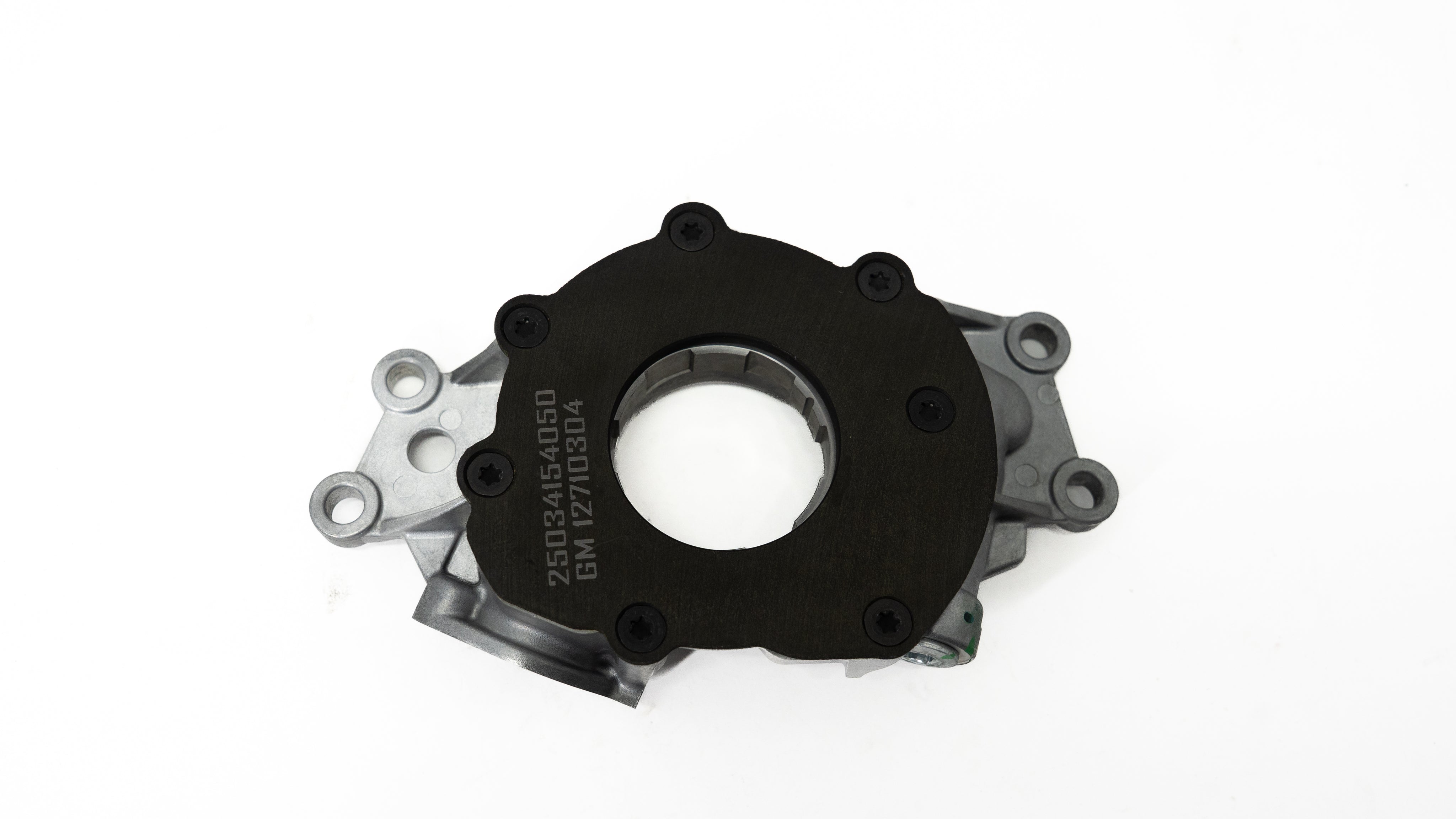 Automotive oil pump on a white background
