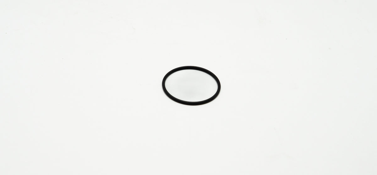 Black circle rubber seal on a white background