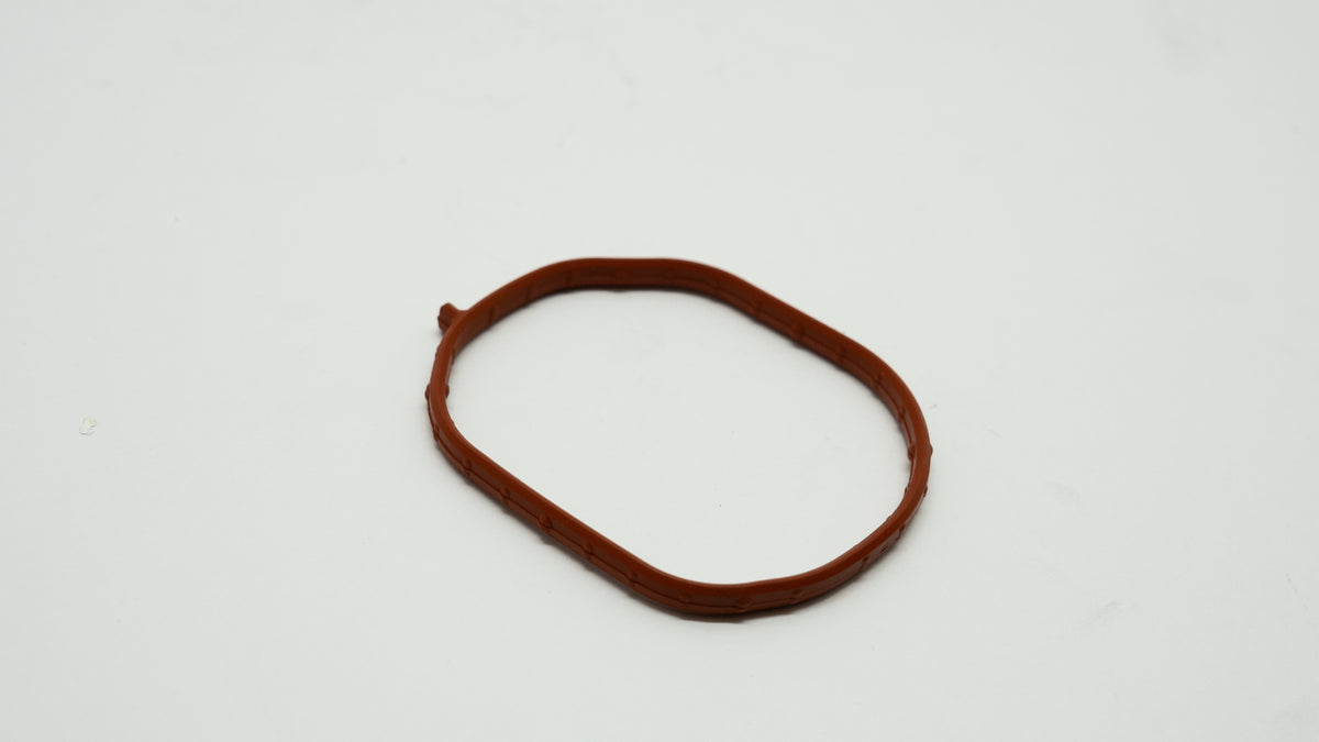 Circular brown rubber band like gasket on a white background